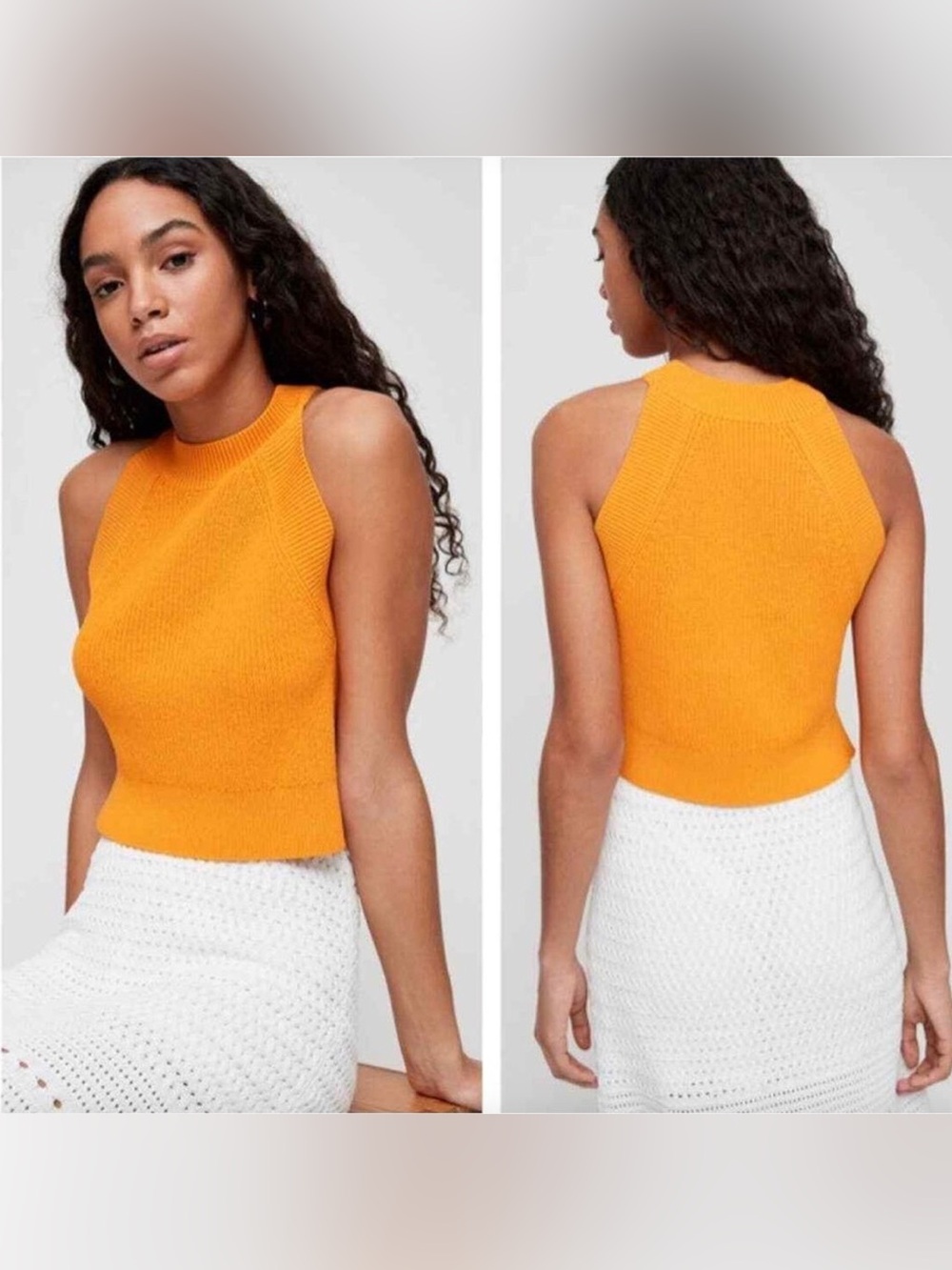 ARITZIA Wilfred Crevier Knit Halter Top Orange XS